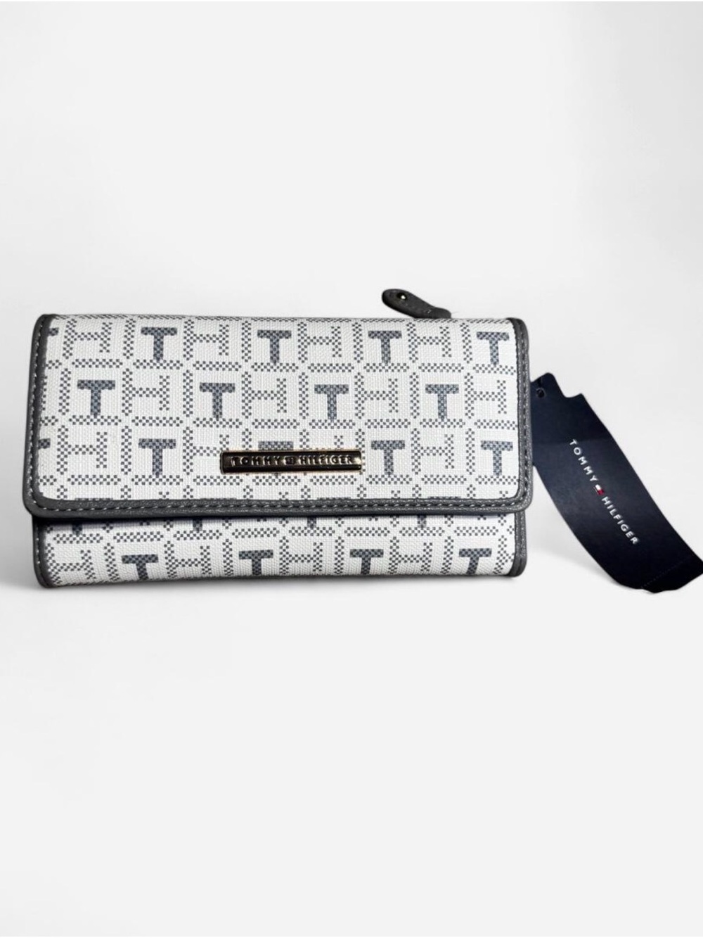 Tommy Hilfiger White & Navy Signature Continental Wallet